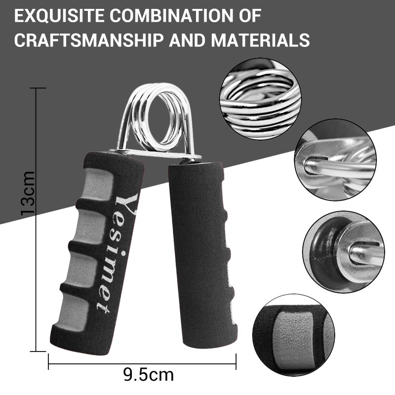 Yesimet 2 Pack Hand Grip Strengthener Set  Forearm Exerciser  Finger Gripper  Grip Strength Trainer Hand Grip- Soft Foam Hand Exerciser for Quickly Increasing Wrist Forearm and Hand Grips (Black) - Image 2